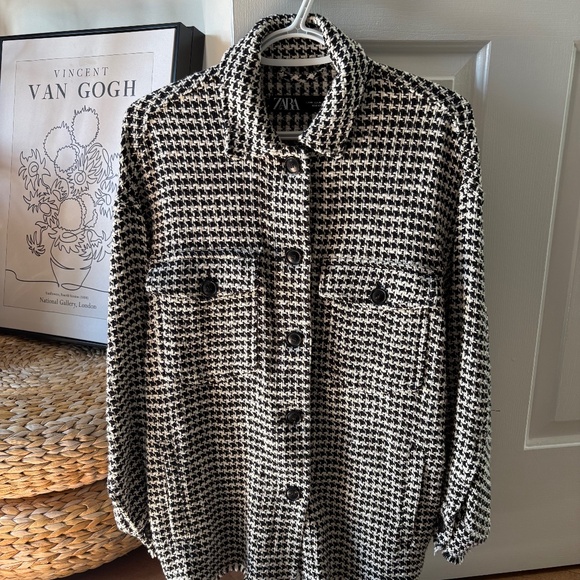 Tweed Houndstooth Shirt Jacket - Picture 1 of 4